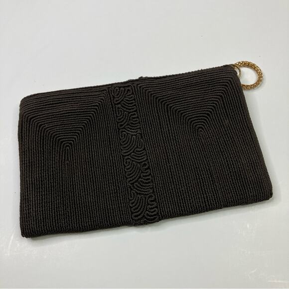 Brown Beaded Elegant Zip Clutch - Picture 3 of 8
